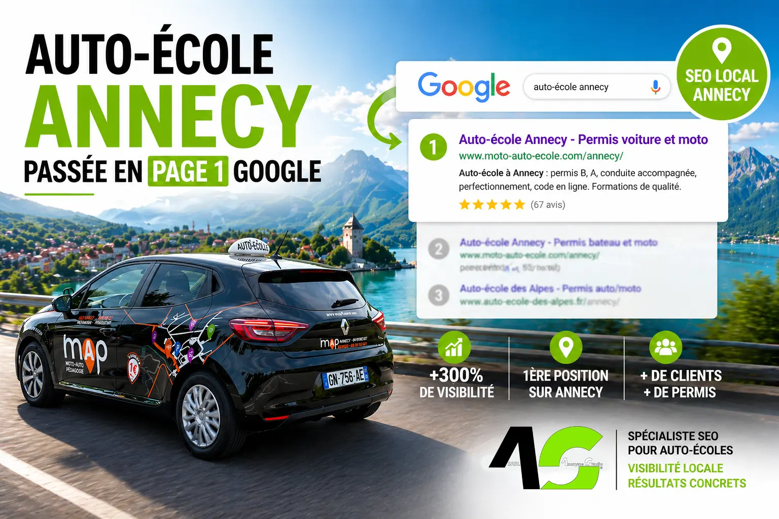 Comment une auto-école d'Annecy est passée en page 1 Google