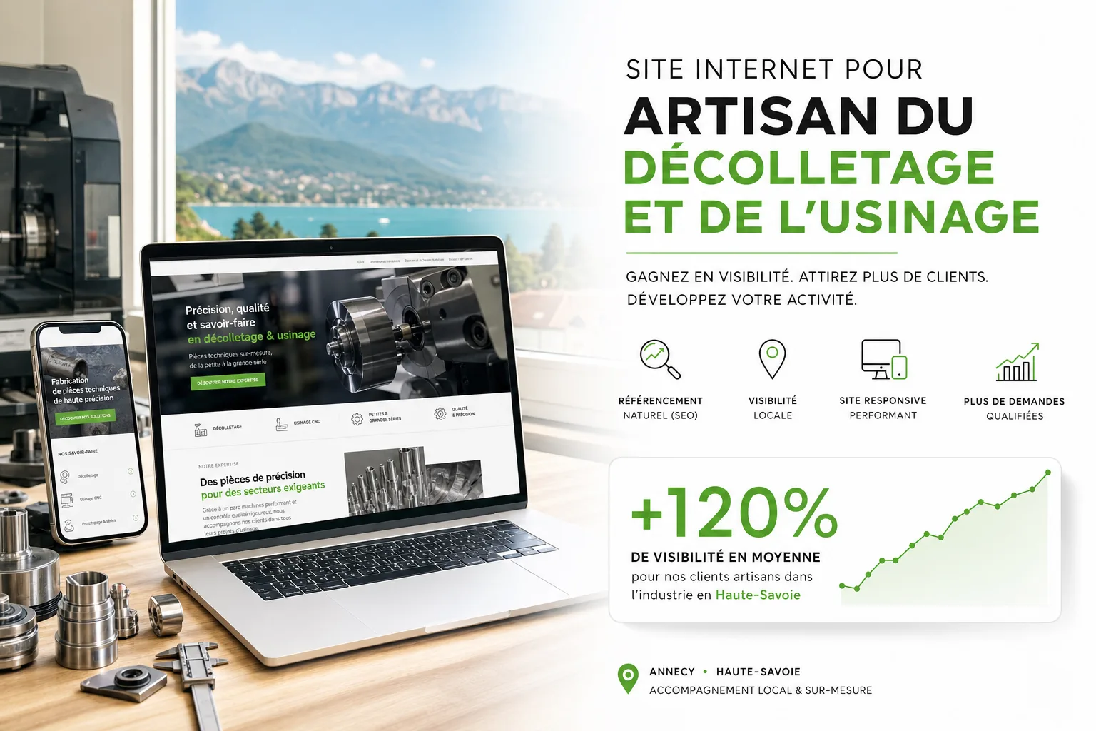 Site internet pour artisan du décolletage et de l'usinage