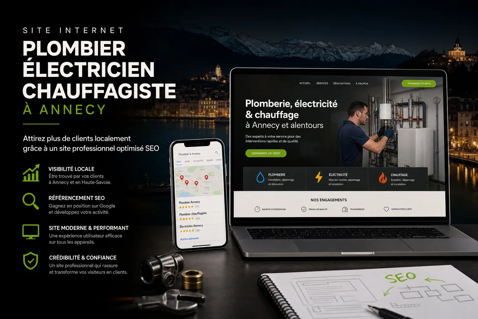 Site internet pour plombier, électricien, chauffagiste à Annecy