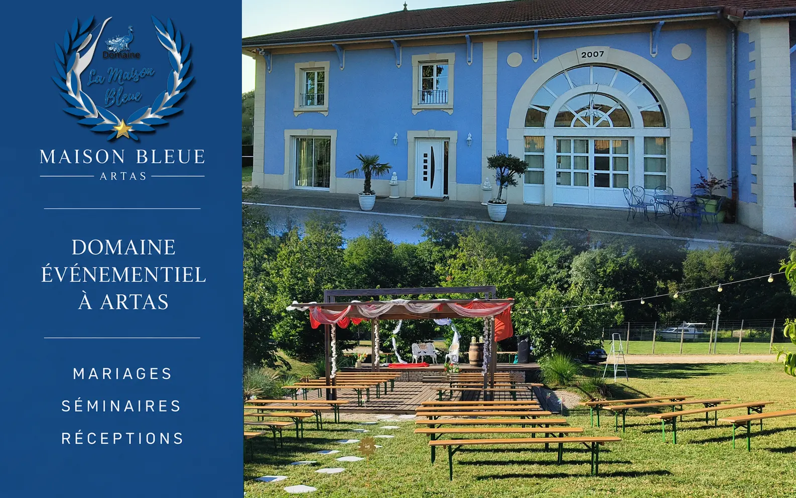 Site domaine événementiel La Maison Bleue Artas - Anonyme Studio